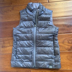 REI Co-op Vest Youth XXS 4/5 Gray Full Zip 80% Down Puffer Sleeveless Jacket 650